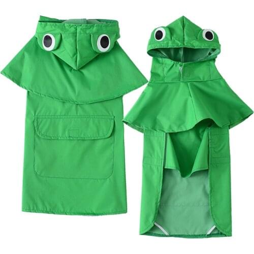 Frog Dog Raincoat for Small Medium Dog Waterproof Dog Poncho Cape Cute Puppy Outdoor Rain Jacket for French Bulldog Green Yellow
