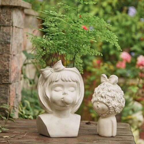 Resin blowing bubbles girl pot gardening ornaments Potted plants succulents home accessories gardens outdoor flower pots bonsai