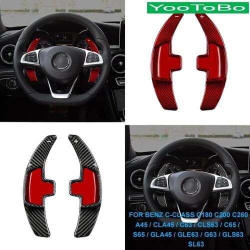 Forged Carbon Fiber Steering Wheel Paddle Shifter Auxiliary For Mercedes-BENZ W205 C-Class C180 C200 A45 CLA45 C63 CLS63 GLA45