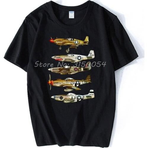 North American P-51 Mustang Fighter T-Shirt Fashion Men Casual Short Sleeve Men Tshirt Summer Cotton T Shirt Hip Hop Tees