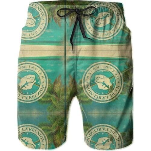 Summer Men Beach Shorts Breathable Quick Dry Funny Vintage R248 basketball Ile De La Reunion 974 Male Shorts