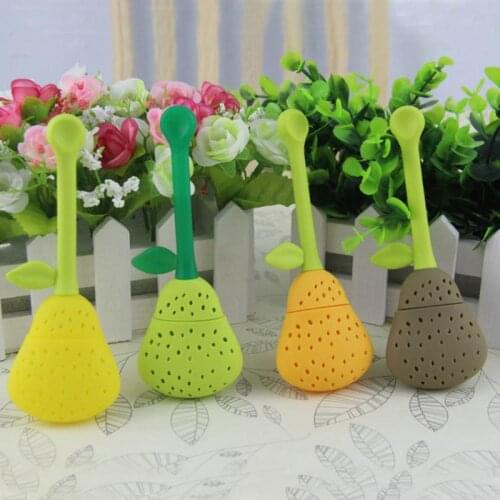 1pc Food Grade Silicone Pear Shape Tea Leaf Strainer Spice Herbal Infuser Filter Tool Tea Strainers Teapot Teacup Accessories