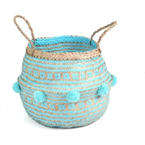 Collapsible Wire Mesh Mini Pompon Basket Blue Traditional Authentic Regional Orginal High Quality