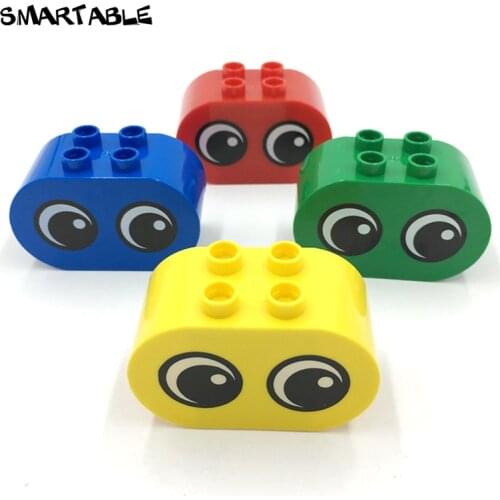 Smartable Big Bricks Oval-shaped 2x2 With Eyes Building Blocks Parts Compatible Major Brands Toys For Kids Of Low Age 10pcs/Set