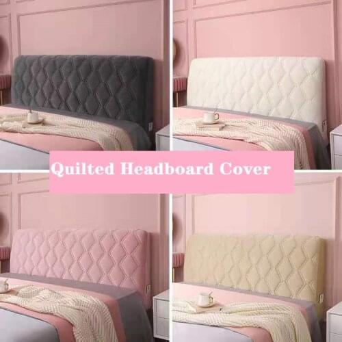 Modern Solid Color Gray Thicken Quilted Short Plush Headboard Cover Soft Velvet All-inclusive Bed Head Cover