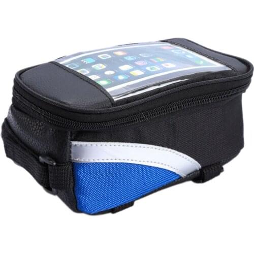 Bike Front Frame Bag Waterproof Bicycle Top Tube Phone Mount Pack For Mobile Phone MTB Road Bike Black