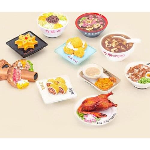 Tourist Souvenir Hot Pot Roast Duck Candied Haws Fried Noodles Food Art Design Home Decor Fridge Magnet Refrigerator Decoration