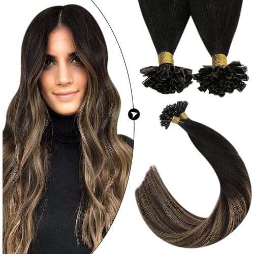 Ugeat U Tip Hair Extensions 100% Real Human Hair 14-24" Natural Straight Pre Bonded Hair Extensions 100g Nail Tip Hair Extension