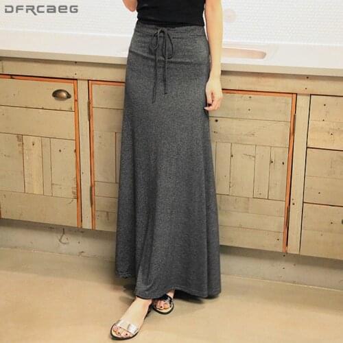 New Long Skirts For Women 2020 Spring Autumn High Waist Maxi Skirt Split Elegant Lace Up Jupe Femme Cotton Streetwear Saia Longa