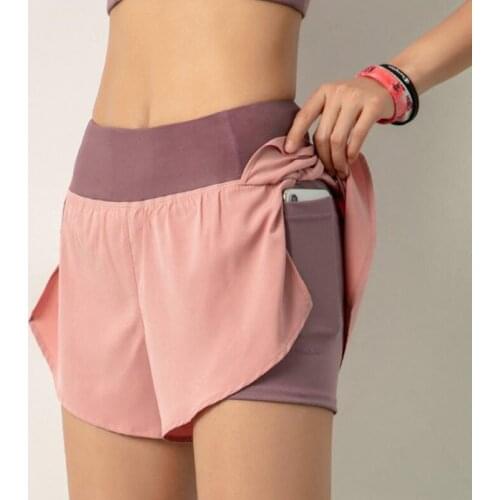 Womens Summer sport short 2 in 1 pocket Running short Quick-Drying Fitness Training Shorts Women High Waist Loose Yoga clothes