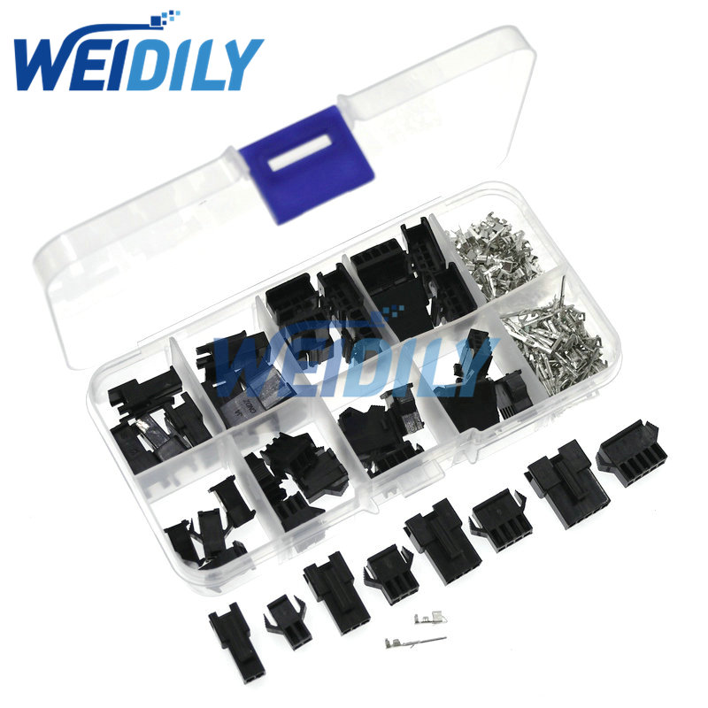 200PCS 2.54mm Dupont Terminal Male/Female Pin SM2.54 Cable Plug 2/3/4/5 Pin Electrical Jumper Header Housing Wire Connector Kit