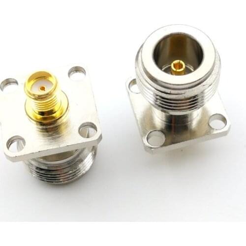 1pcs copper SMA Female to N Female 4 Hole Flange Mount Coaxial Adapter