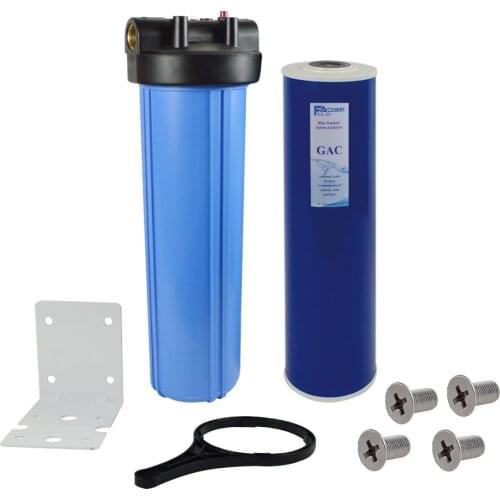 1-Stage Whole House Water Filtration system with 20-Inch Activated Carbon Filter,Mounting bracket ,Screw&Wrench ,1" inlets
