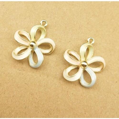 10pcs 20x22mm enamel flower charm for jewelry making fashion earring pendant bracelet necklace charms diy design charms