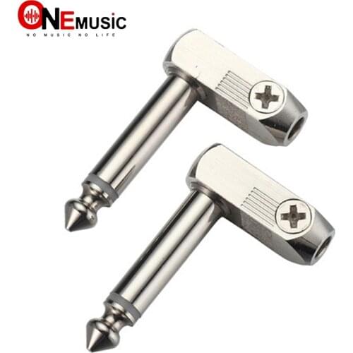 12Pcs DIY Angle Audio Solderless 6.35 Mono Plug Solder Free Plug guitar connector Chrome