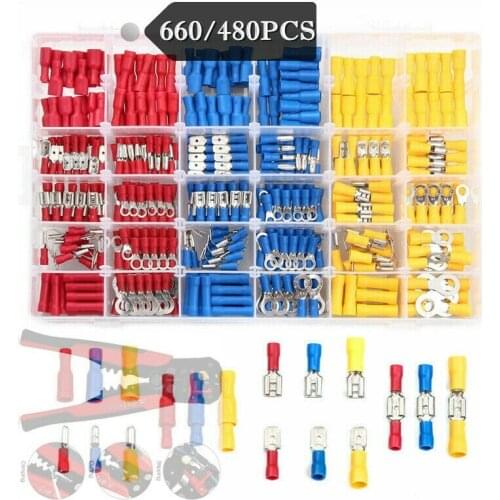 1200/660/480PCS/set Durable Cable Lugs Assortment Kit Wire Flat Connectors Crimp Terminals Car Electrical Equipments Supplies