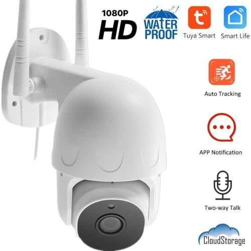 2MP HD Outdoor Waterproof WiFi IP Camera Tuya Smart Home Dome Security Camera Auto Tracking Night Vision IP Camera 2-Way Talk