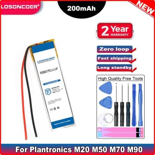 LOSONCOER LSSP371031AB 200mAh Battery For Plantronics M20 M50 M70 M90 E10 E80 For Explorer 80 500 Bluetooth Headset Battery