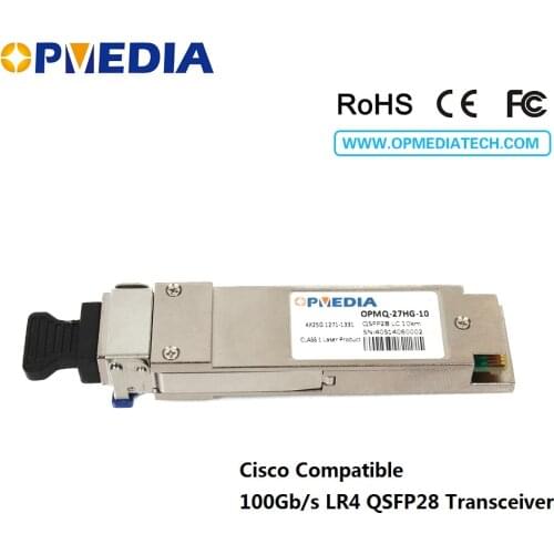 Free shipping!Cisco compatible,100Gb/s 1295-1310nm 10km QSFP28 transceiver,100Gb/s QSFP28 LR4 optical module,4 lanes 4x25G DDM