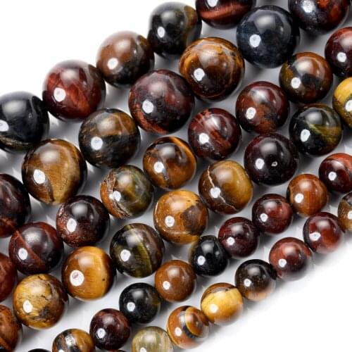 3 Colors Mixed Tiger Eye Natural Stone Beads Round Loose Bead for Jewelri Making Diy Charm Bracelet Accessories 4/6/8/10/12mm