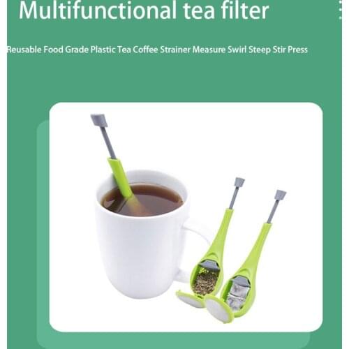 Tea Filter Reusable Healthy Food Grade Flavor Total Tea Infuser Measure Swirl Steep Stir Press Plastic Tea Coffee Strainer