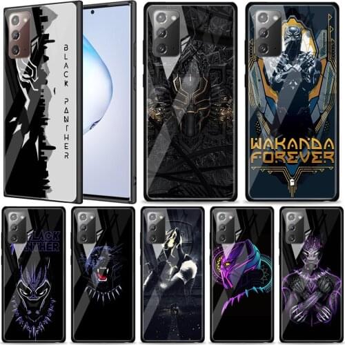 Black Panther Art Tempered Glass For Samsung Galaxy Note 20 Ultra 10 9 8 Plus Lite A70 A50 A40 A30 A20 A10 Phone Case
