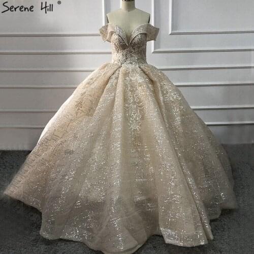 Ivory Off Shoulder Vintage Sexy Wedding Dresses 2020 Sequined Sparkle Sleeveless Luxury Bride Gown Real Photo HA2226 Custom Made