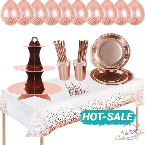 Decoraciones para fiesta de cumpleanos soporte de pastel de oro rosa para adultos servilletas para fiesta de cumpleanos