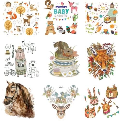 Iron on Transfer for Clothing Thermotransfer for Clothes Diy Cartoon Patches Animals Thermo Stickers Textile Vinyl Stripes I