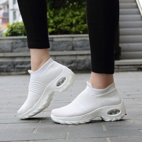 Breathable Mesh Platform Sneakers Women Slip on Soft Ladies Casual Running Shoes Woman Knit Sock Shoes Flats