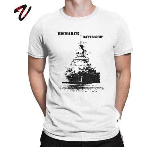 100% Cotton Tee Shirt Bismarck Battleship T-Shirts for Men Short Sleeve Slim Fit T Shirt Graphic Printed Tops