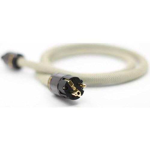 Hifi OFC Silver plated AC Power cable EU Power Wire cable with EU Gold Plated P-079E plug connector