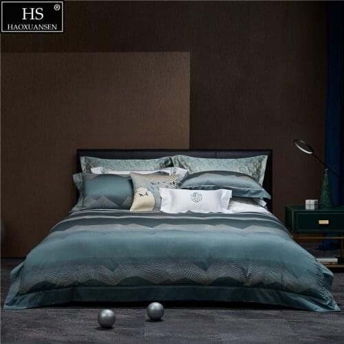 Fashion Geometric Lines Design 4Pieces Yarn Dyed Jacquard Bedding Sets BedLinen Queen King Size Duvet Cover Pillowcase Bedsheet