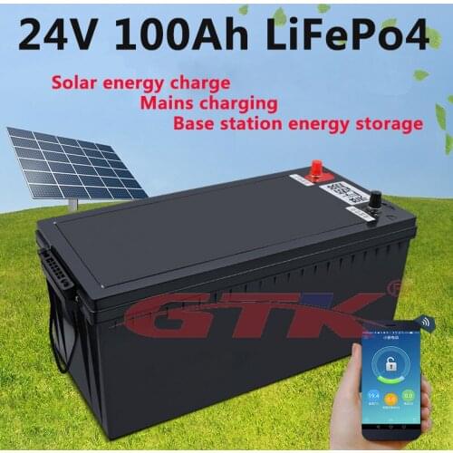 24V 100Ah lithium LiFePO4 rechargeable Battery with monitor BMS for solar panels electric scooter mobility caravan+10A charger