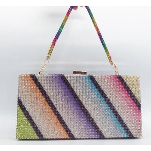 Best Girls Gift Purple/Blue/Green Diamond Women Messenger Evening Bag Multicolored Ladies Crystal Party Prom Shoulder SmallPurse