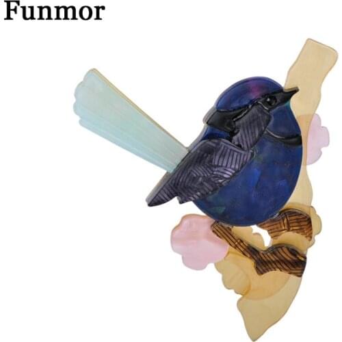 FUNMOR Cute Acrylic Fat Sparrow Bird Shape Brooches Handmade Resin Animal Brooch Women Kids Banquet Jewelry Lapel Hijab Pins