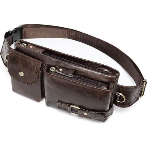 HOT Men Waist Bag Fashion Soft Genuine Leather Fanny Packs Bag Male Real Cowhide Leather Waist Pack Sling Messenger Shoulder Bag