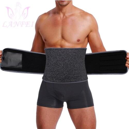 LANFEI Men Neoprene Waist Trainer Trimmer Belt Sauna Slimming Body Shaper Thermal Corset Sport Sweat Cincher Strap Weight Loss