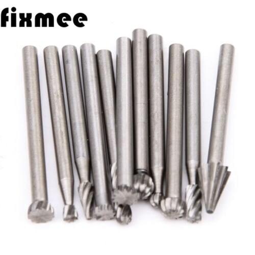 Fixmee 20pcs Set HSS Dremel Routing Milling Wood Rotary Knife File Cutters Woodworking Carving Carved Cutter Tools Accessories