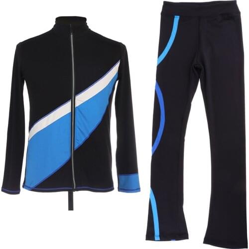 Girls Women Dancewear Ice Figure Skating Outfit Clothes Top Jacket Pants