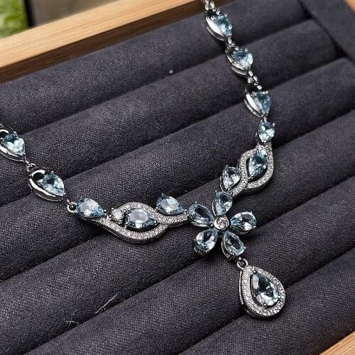 Natural Topaz Necklace, Droplet Style, Innovative Design, Soul Designer, 925 Silver