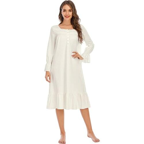 Sexy Sleepwear Women Cotton palace Style Nightgown White V Neck Lace Long Princess Hallowmas Night Dress Plus Size lingerie