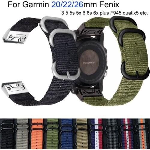 26 20 22mm Sport Nylon Watchband for Garmin Fenix 6X 6 6S Pro 5X 5 5S Plus 3 3HR Strap Band Easy Fit Quick Release Wirstband