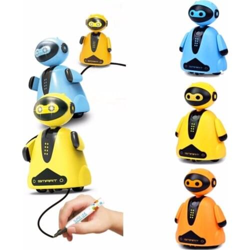 HappyCow Inductive Train Magic Pen Educational Toy Cartoon Robot penguin Follow Any Line You Draw Drawn Pig Dog Xmas Gift fo Kid