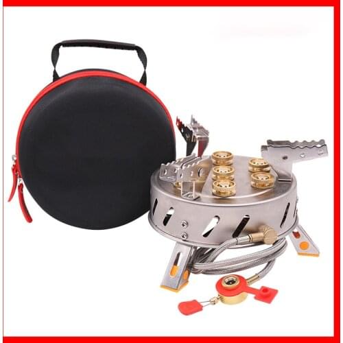 Strong Fire Hole Tourist Burner Portable Butane Gas Burner Camping Stove Outdoor Cookware High Power 7 Hike Camp Supplies