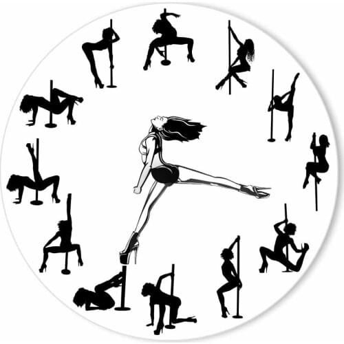Pole Dancing Modern Wall Clock Sexy Girl Steal Tube Dance Novelty Wall Clock Dancing Studio Room Décor Decorative Chic Artwork