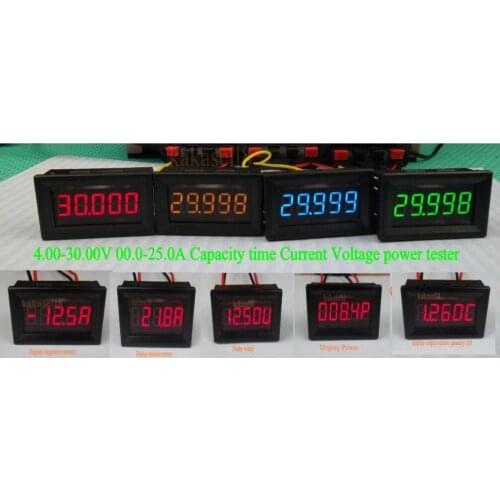 LED 12V 24V battery Indicator Current Voltage meter Capacity time power tester