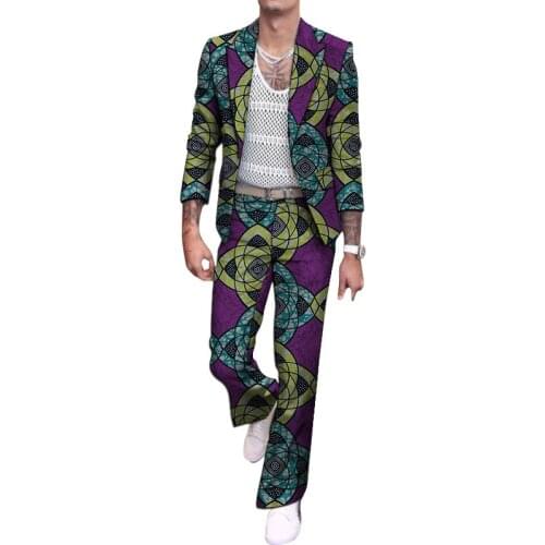 African Fashion Men Pant Suits Tailor Made Nigerian Print Male Outfits Wedding Gift Party Garments