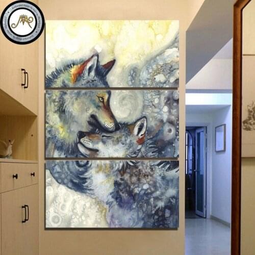 Wolves Lovers by Sunima-MysteryArt HD print 3 piece canvas art Wall Art Picture Home Decoration Pictures For Bedroom CU-3025C