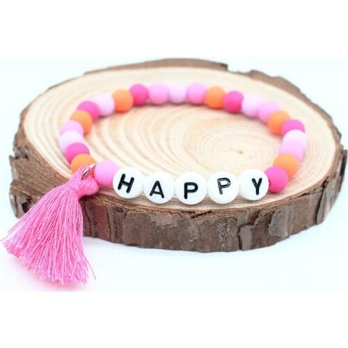 Fashion Rose Tassel Letter Prayer Beads Bracelets For Women Girs Kids Children Cute Colorful Beaded Bracelet Jewelry